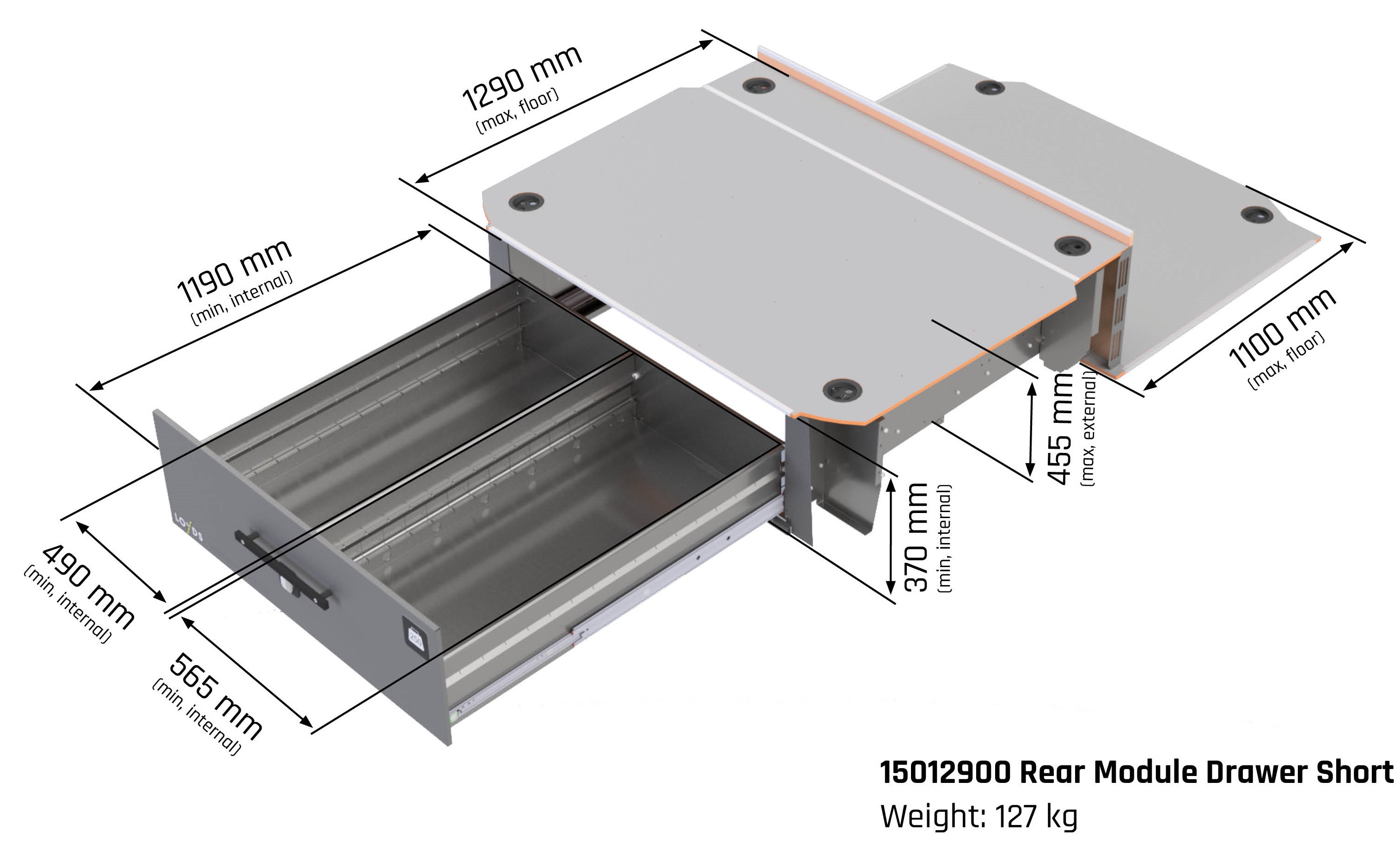 15012900_A Rear Mod Drawer T6 Short w Heater ILLUSTRATION crop